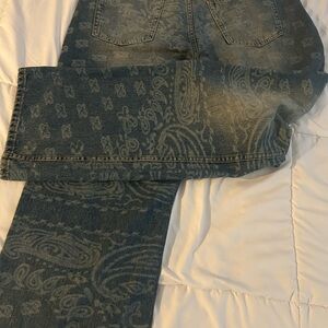 Paisley Patterned Denim Jeans